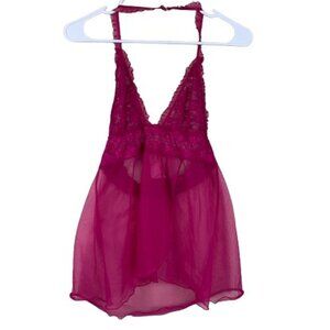 Vintage Y2K The Escante Collection Babydoll Sheer Pink Lingerie  Top Size Medium